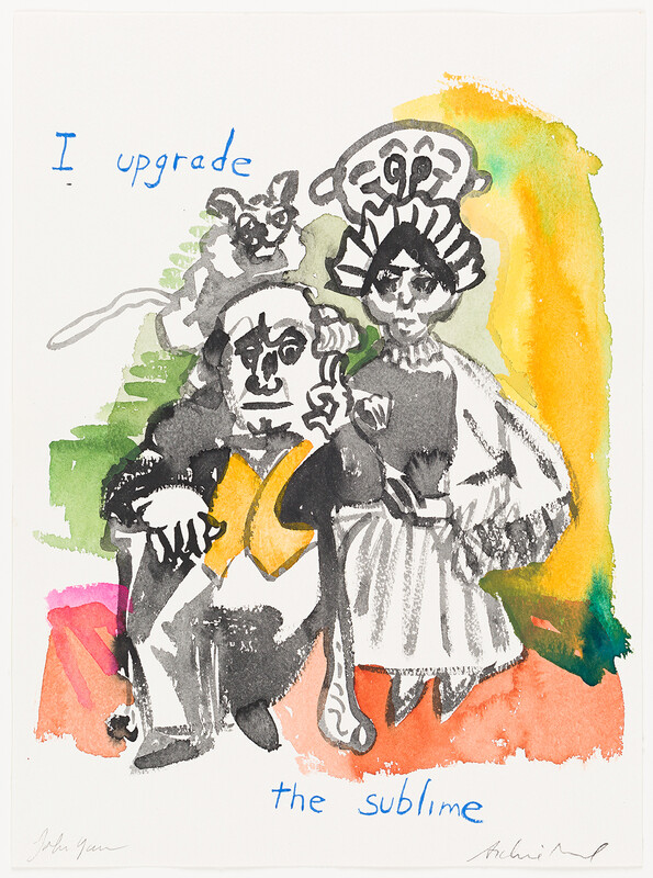 drawing of two people with text I Upgrade the Sublime