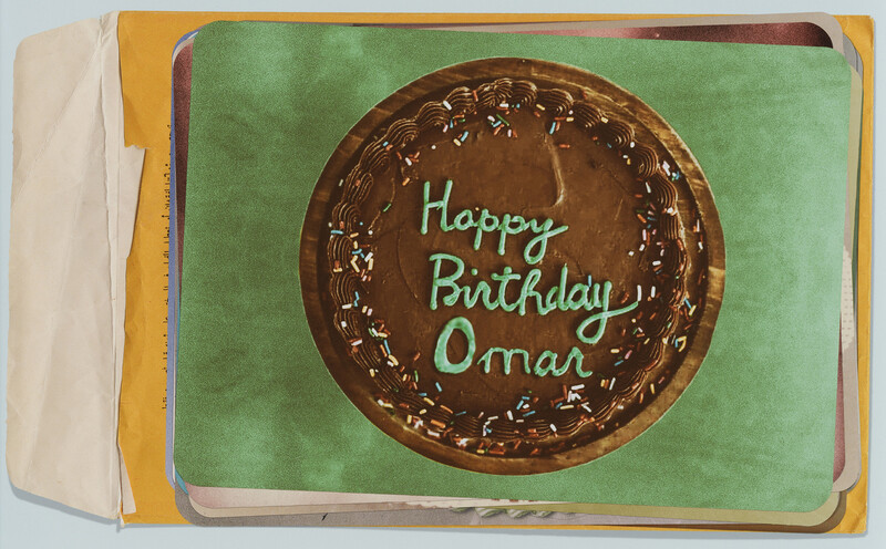 cake with Happy Birthday Omar in print