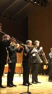 trumpet musicians on stage