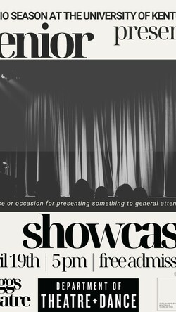 Studio Season Senior Showcase poster with an audience sitting in front of a stage and curtain.