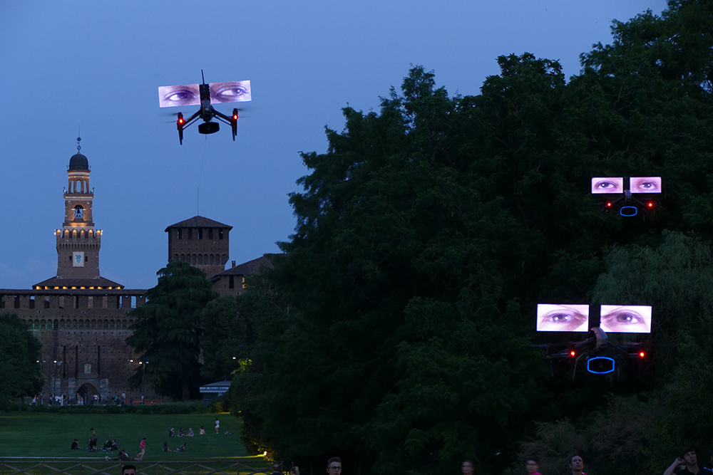 drone photograph at night