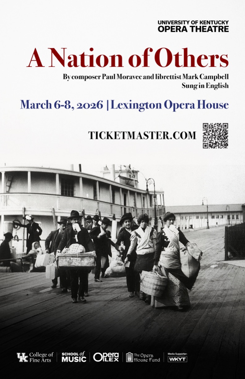 A Nation of Others promo poster with immigrants arriving on ellis island 1920s