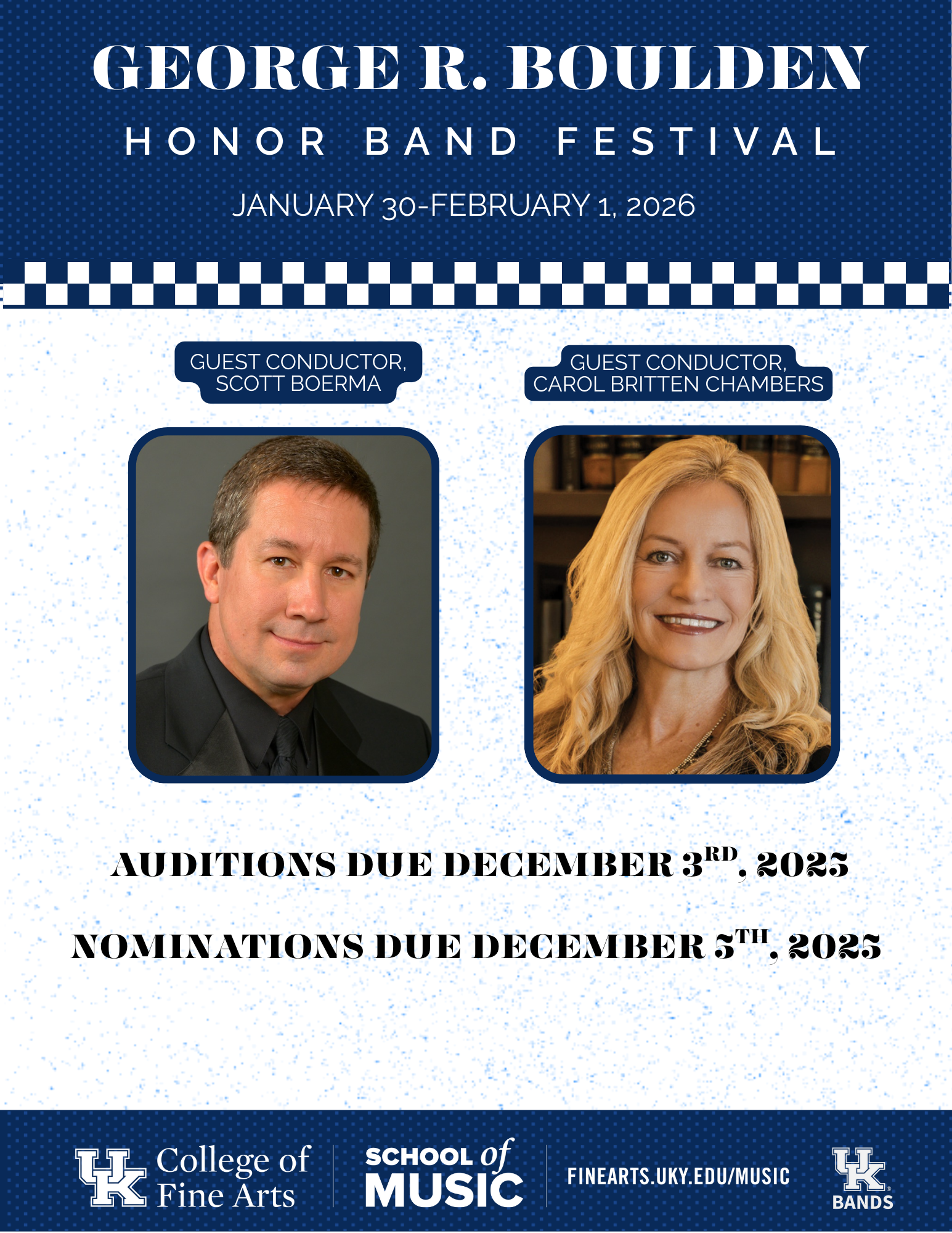 Promotional flyer for the honor band festival. All details in the image are reproduced in text on the page.