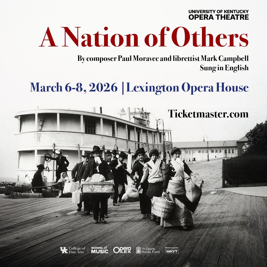 black and white photo of people leaving boat with text reading a nation of others