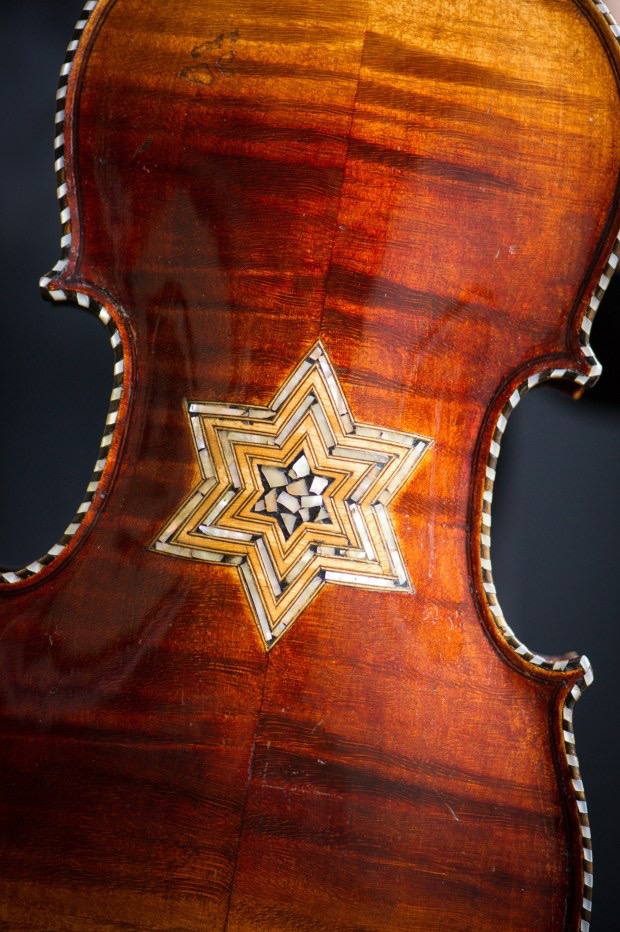 violin with star of david on front