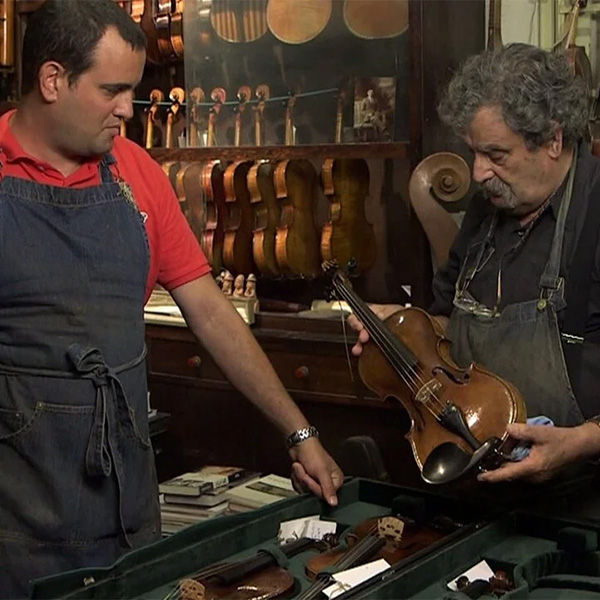 Avshi and Amnon Weinstein with restored violins