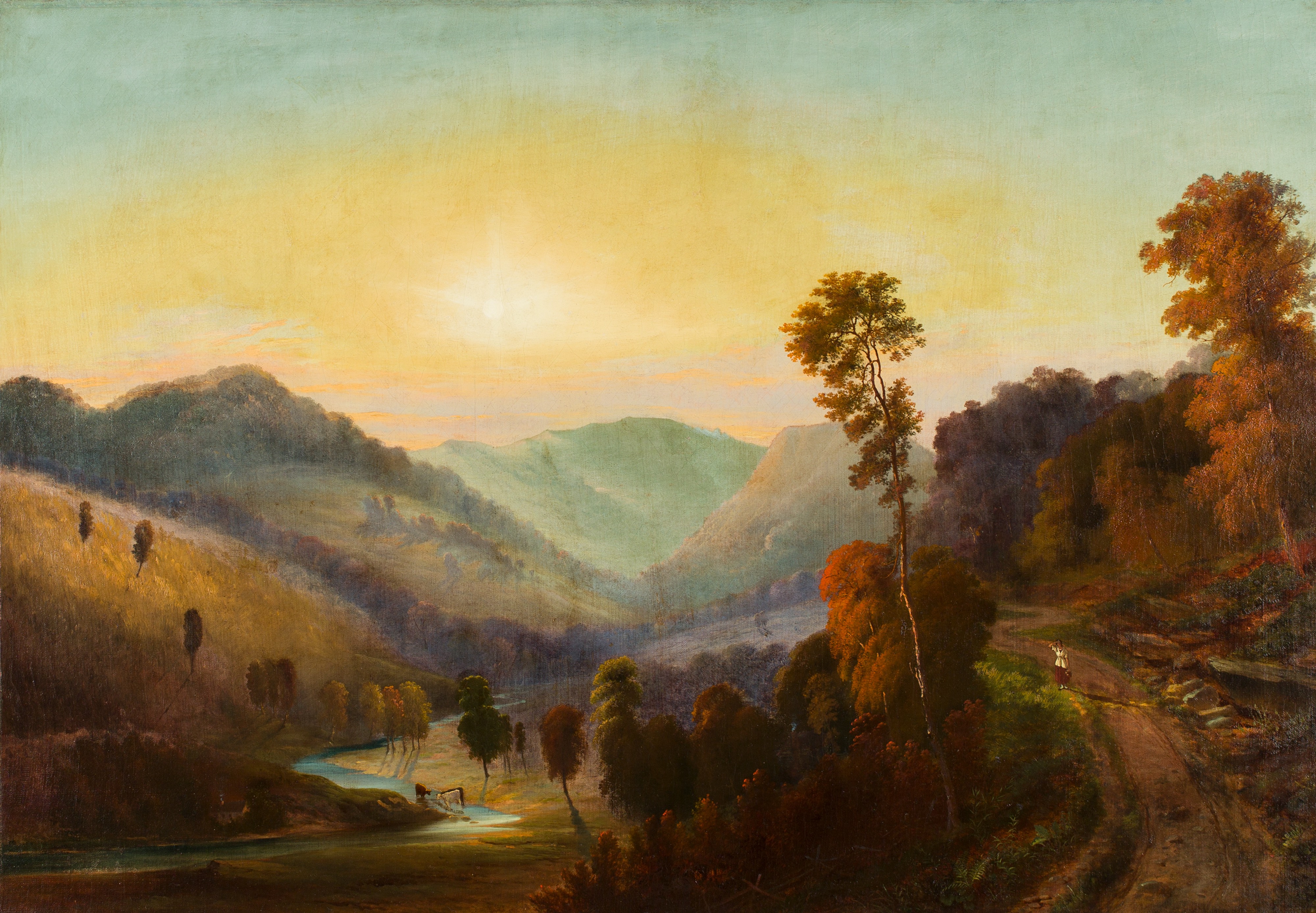 William Craig, View on the Germantown Pike Overlooking Lawrence Creek near Maysville, Ky., Evening, 1865, oil on canvas. Collection of the UK Art Museum, gift in memory of William Earle Stilwell III.    