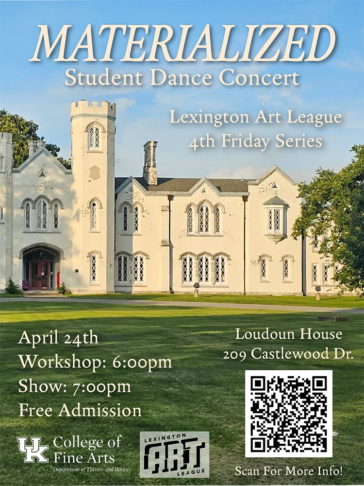 Image of the event poster, a photograph of the Loudon House at golden hour is used as the background. All details in the image are reproduced in text on the page.