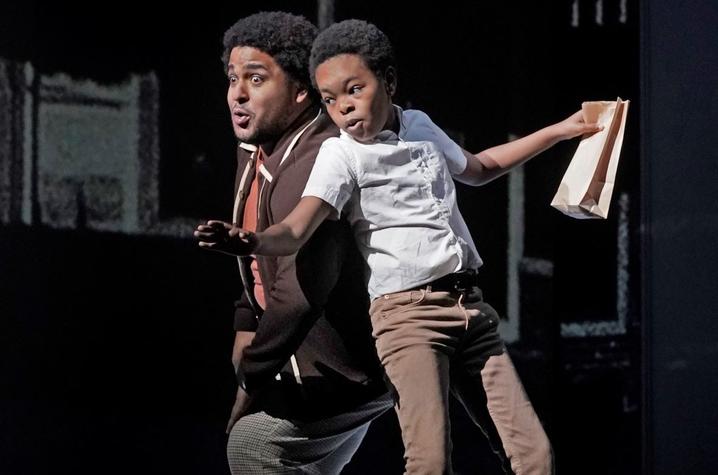 UK alumnus Chris Kenney as Chester and Walter Russell III as Char'es-Baby in Terence Blanchard's "Fire Shut Up in My Bones." Photo: Ken Howard/Met Opera.