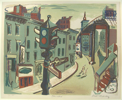 painting of city street