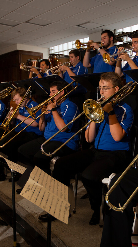 students playing trombone