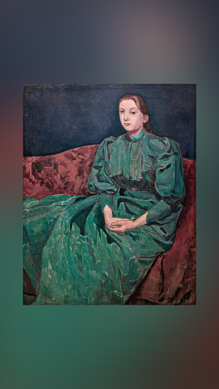 Emile Bernard, Portrait of Madeleine, the Artist’s Sister, 1889, oil on canvas. Collection of the UK Art Museum, purchase: University of Kentucky Annual Giving Fund, the Herman Lee and Nell Stuart Donovan Memorial Endowment, and funds provided by Mrs. Caddis Morriss and Loraine Windland   