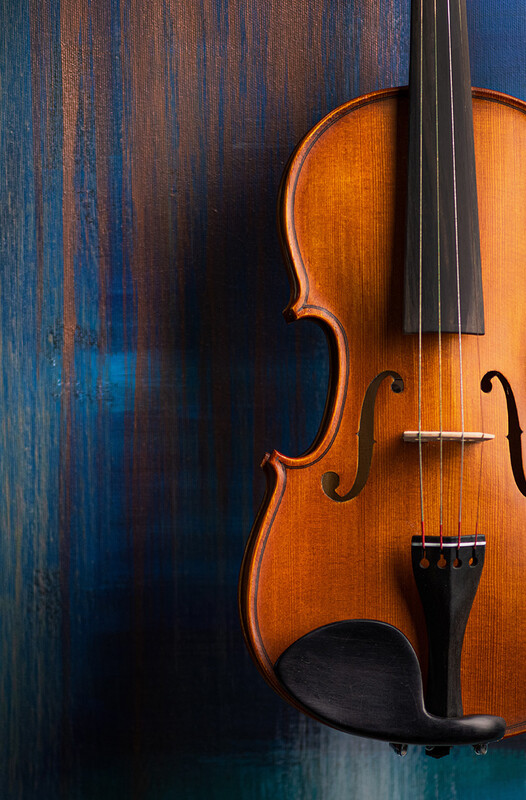violin on gradient blue background
