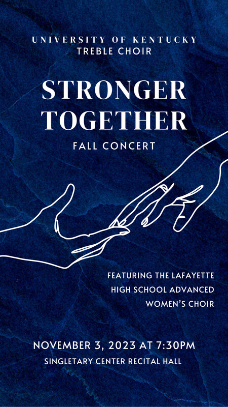 treble choir poster with two hands connecting