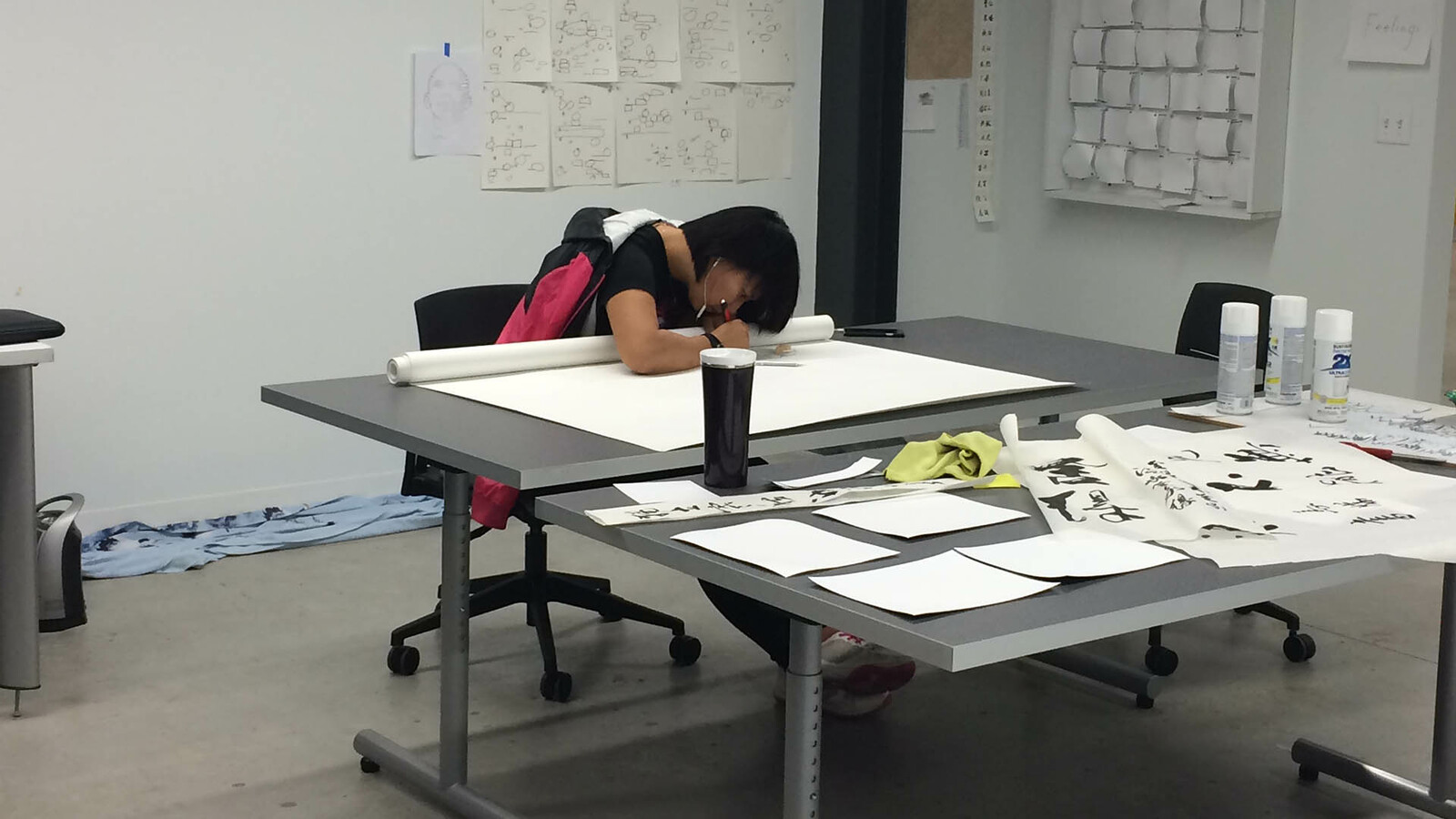 Student working at table in studio