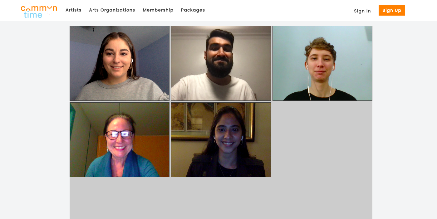Image of students at CommonTime on a Zoom call
