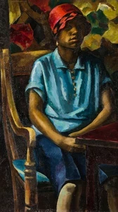 Edward Fisk, Woman in a Red Hat, 1921, oil on canvas. Courtesy of the family of Edward Fisk.