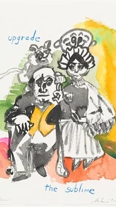 drawing of two people with text I Upgrade the Sublime