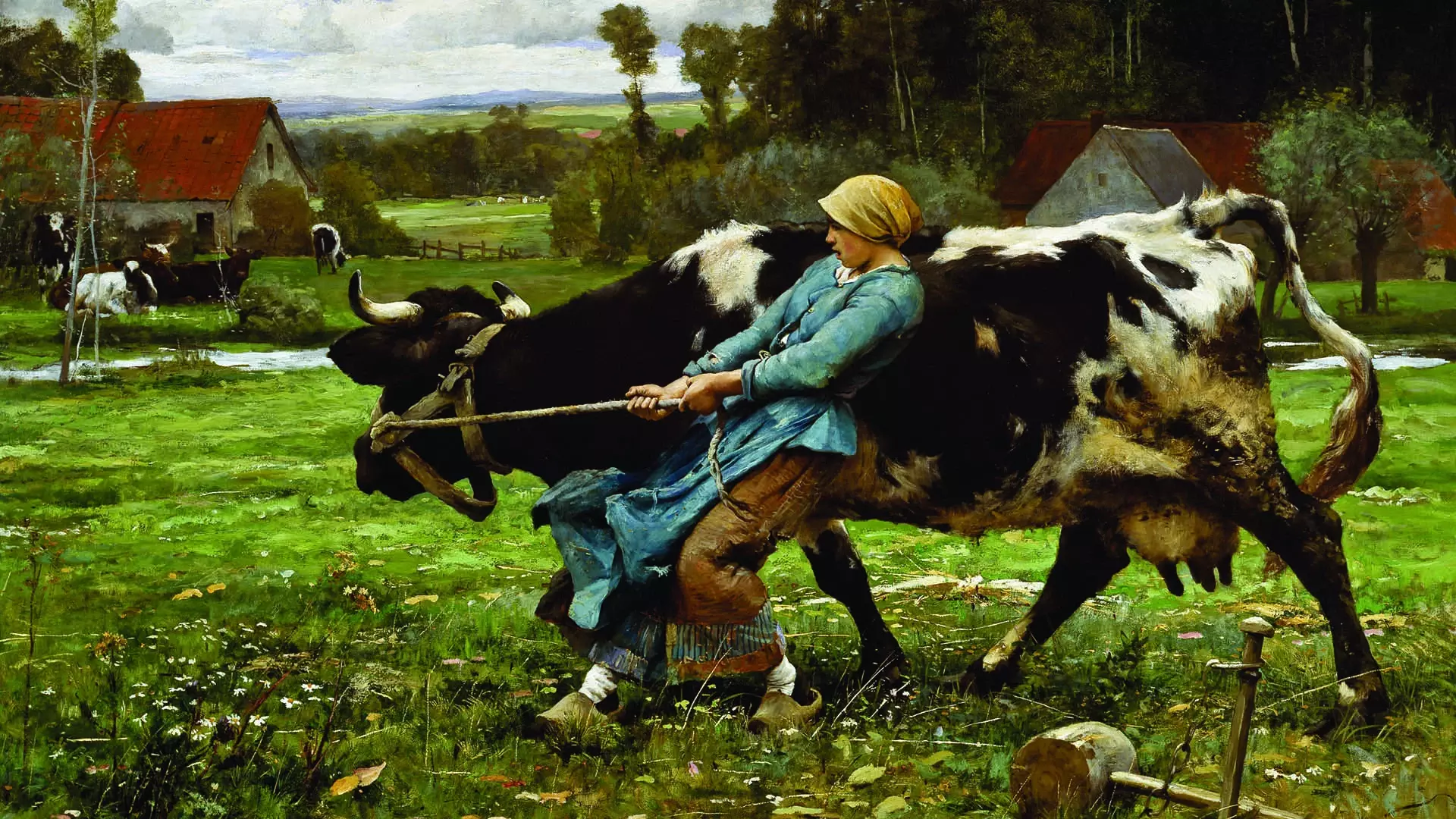dupre woman pulling cow