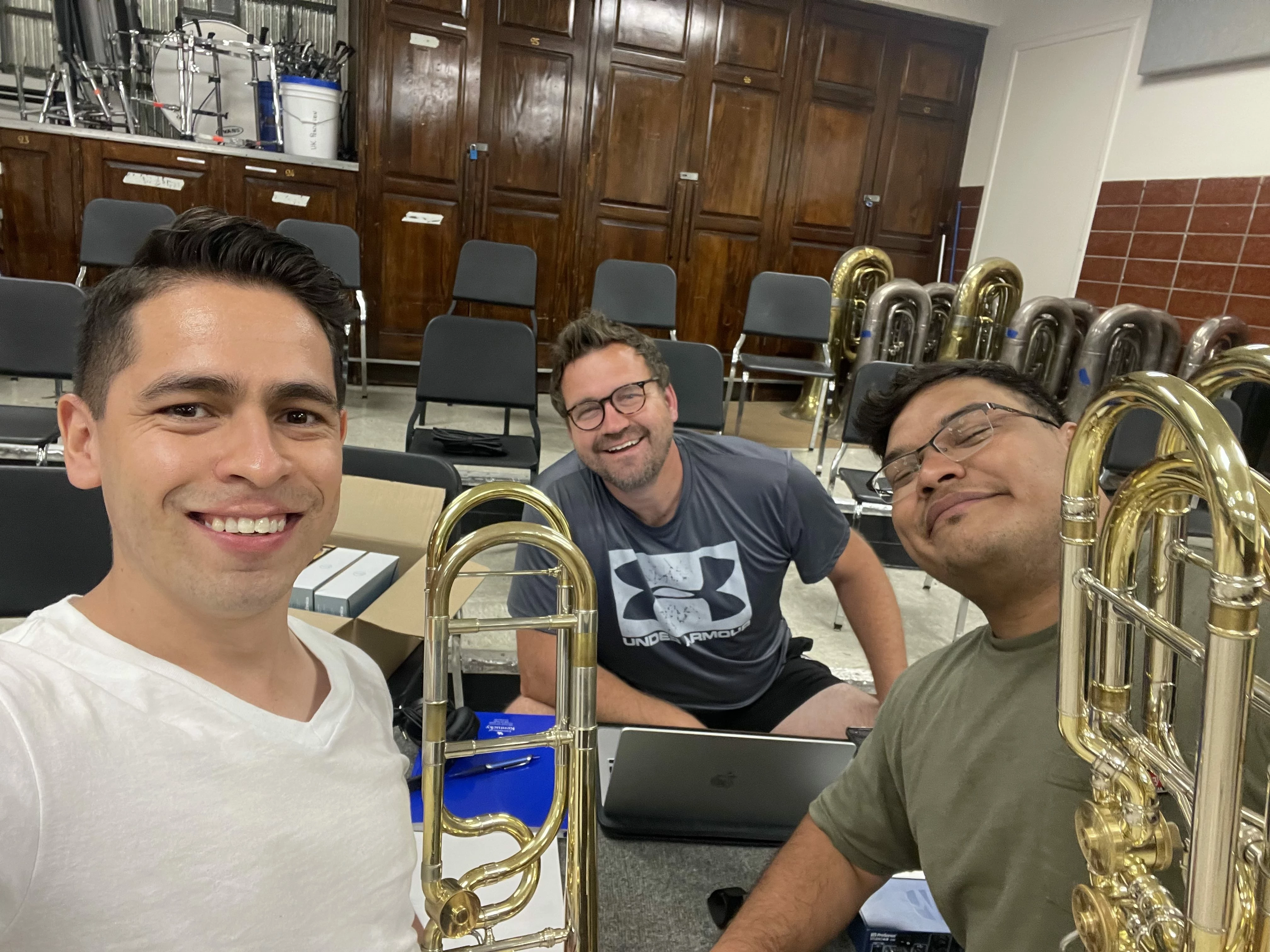 Juan Saldivar, Jr., Bradley Kerns, associate professor in the School of Music, and Alex Lopez Velarde