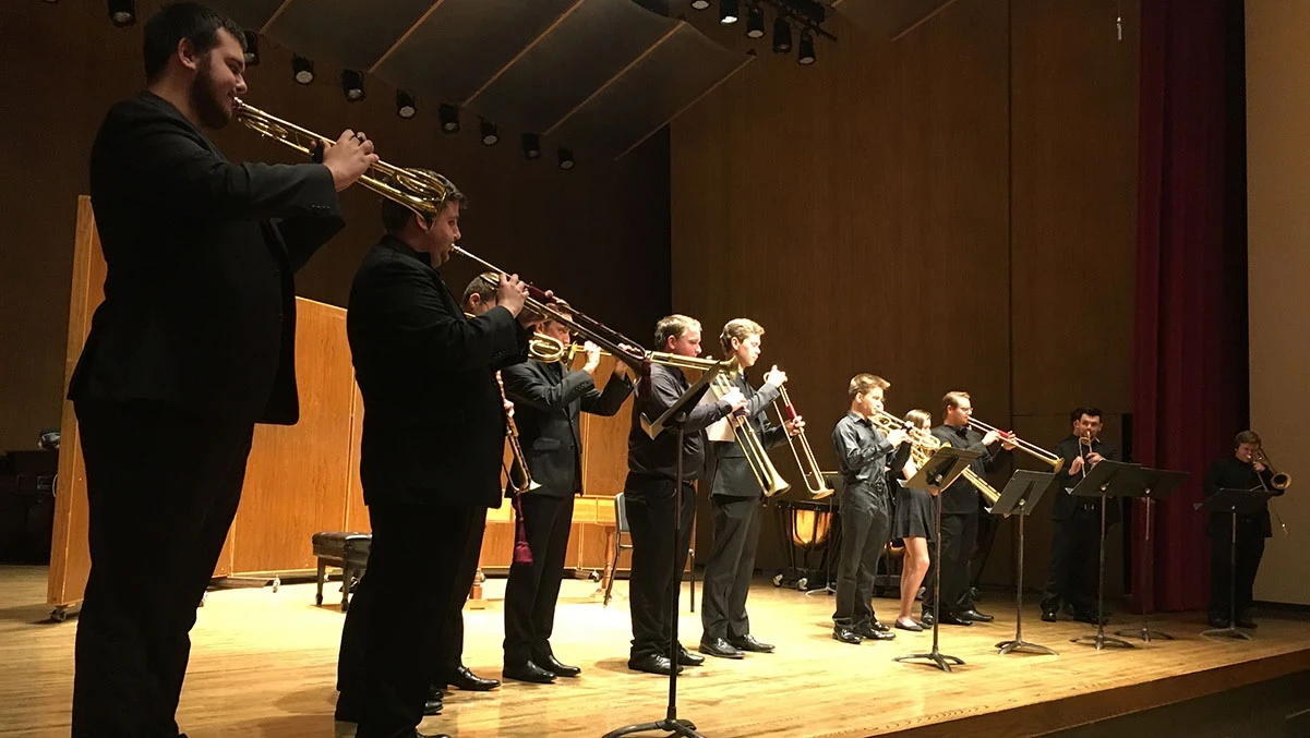 trumpet musicians on stage