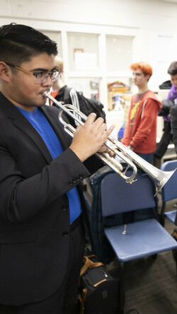 image of student playing a trumpet