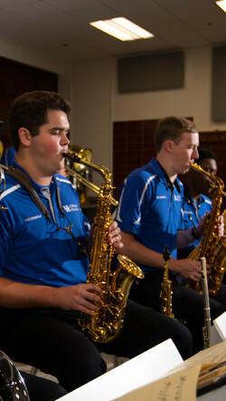 image of students playing saxophones