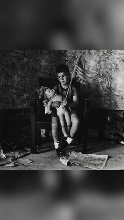 Ralph Eugene Meatyard, Christopher and the Rebuilding of America from Portfolio Three: The Work of Ralph Eugene Meatyard, 1959 (printed 1974), gelatin silver print. Collection of the UK Art Museum, Robert C. May Bequest.
