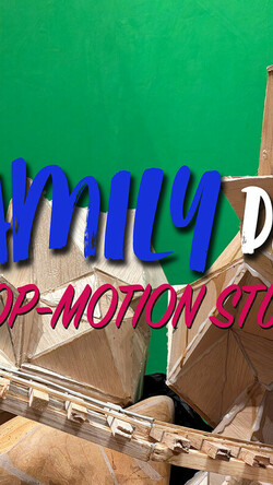 family day stop-motion studio with close-up of wood in background