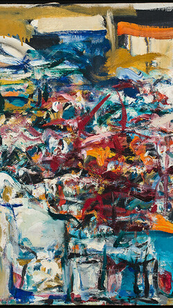Joan Mitchell, Untitled, circa 1956, oil on canvas. Collection of the UK Art Museum, purchase: The National Endowment for the Arts, Patrons of the John Jacob Niles Benefit Concert and Friends of the Art Museum.