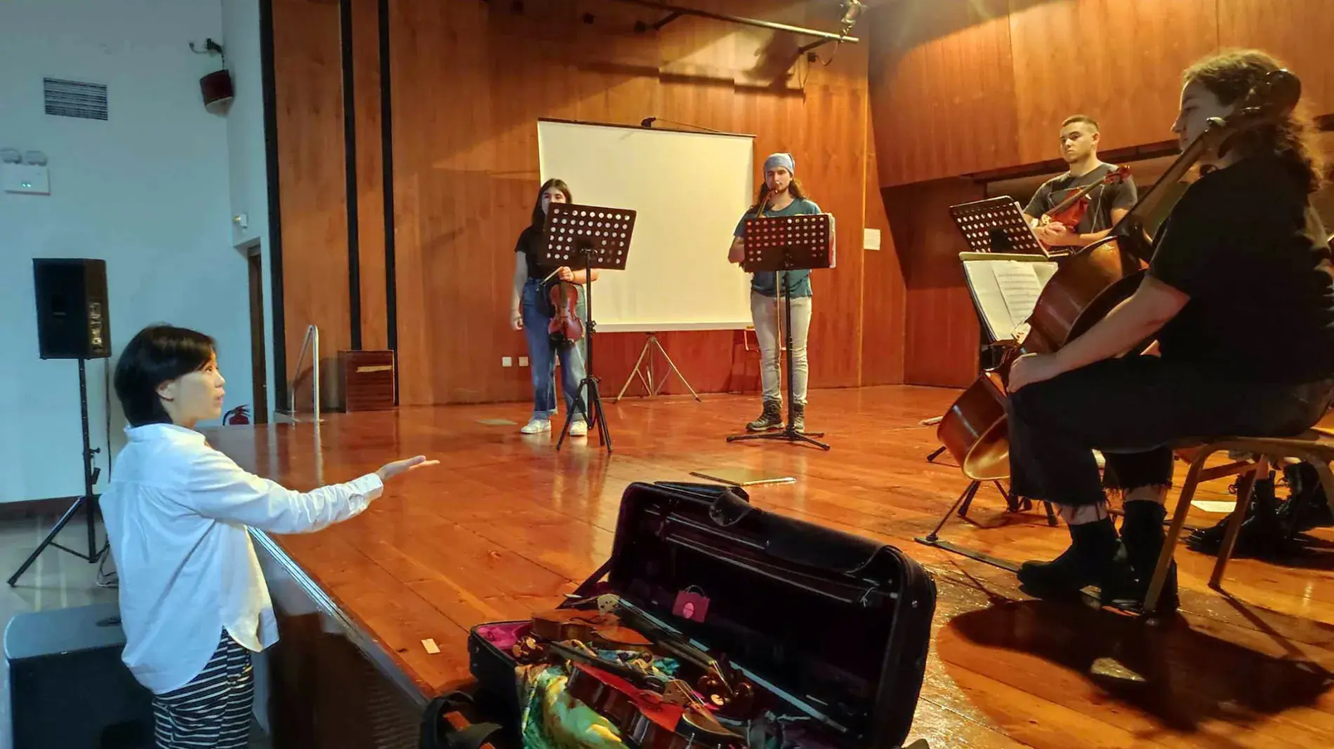 Tze-Ying Wu directs the Ionian University String Ensemble in Corfu, Greece.