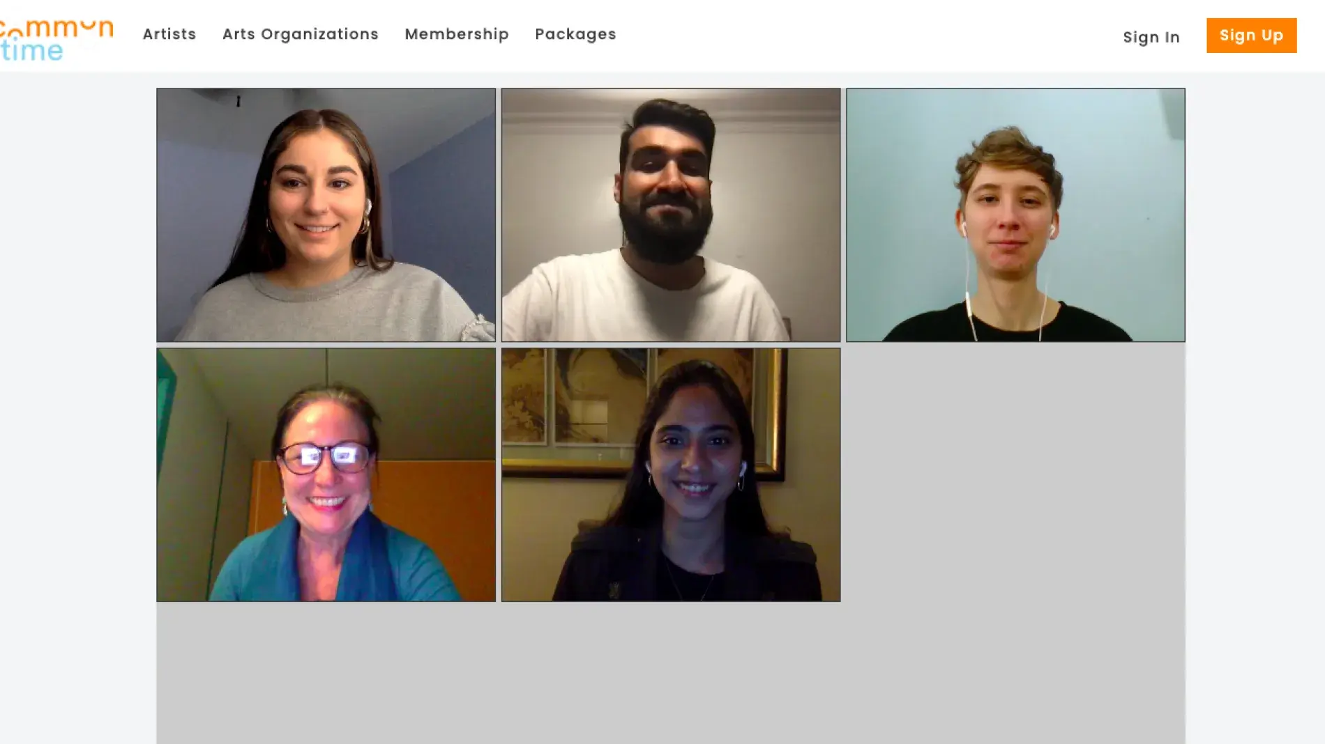 zoom screenshot of five talking heads