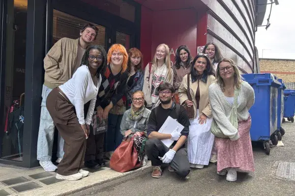 Students posing in London England