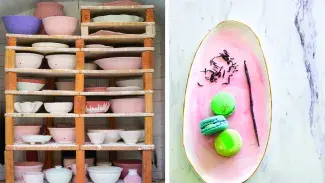 pottery on shelf