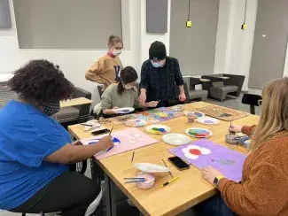 students working on crafts