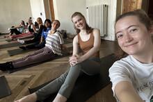 dancers in yoga class