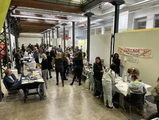 people in gallery atrium