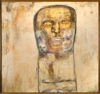 painting of face in browns and beiges