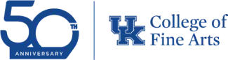 50th anniversary text next to college of fine arts logo