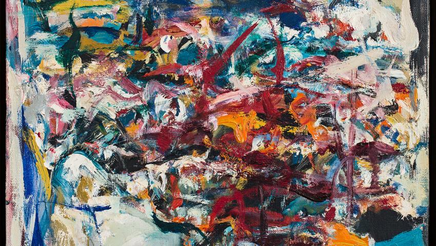 Joan Mitchell, Untitled, circa 1956, oil on canvas. Collection of the UK Art Museum, purchase: The National Endowment for the Arts, Patrons of the John Jacob Niles Benefit Concert and Friends of the Art Museum. 
