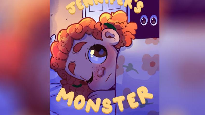 illustration of young girl with red hair as book cover with Jennifer's Monster text