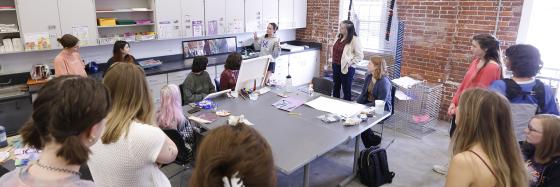 group of students in an art studio