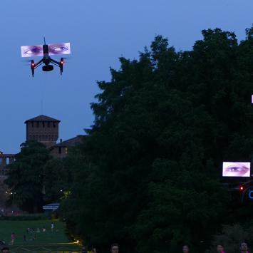 drone photograph at night