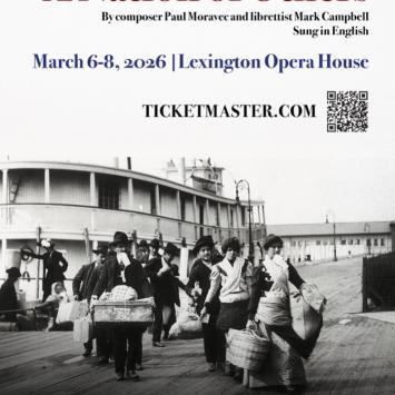 A Nation of Others promo poster with immigrants arriving on ellis island 1920s