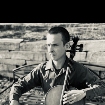 ethan young posing with cello
