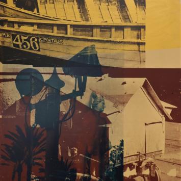 Robert Rauschenberg, Shore Hole (Urban Bourbon), 1988, acrylic on enameled aluminum. Collection of the UK Art Museum, gift of the estate of Bradley Jeffries / Ann Dupree. 