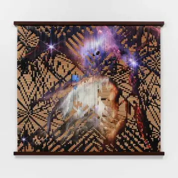 Clarissa Tossin, Future Geography: Rho Ophiuchi Cloud Complex, 2023, used Amazon.com delivery boxes, archival inkjet print on photo paper with lamination, wood. Courtesy of the Amaya-Boffi Collection.